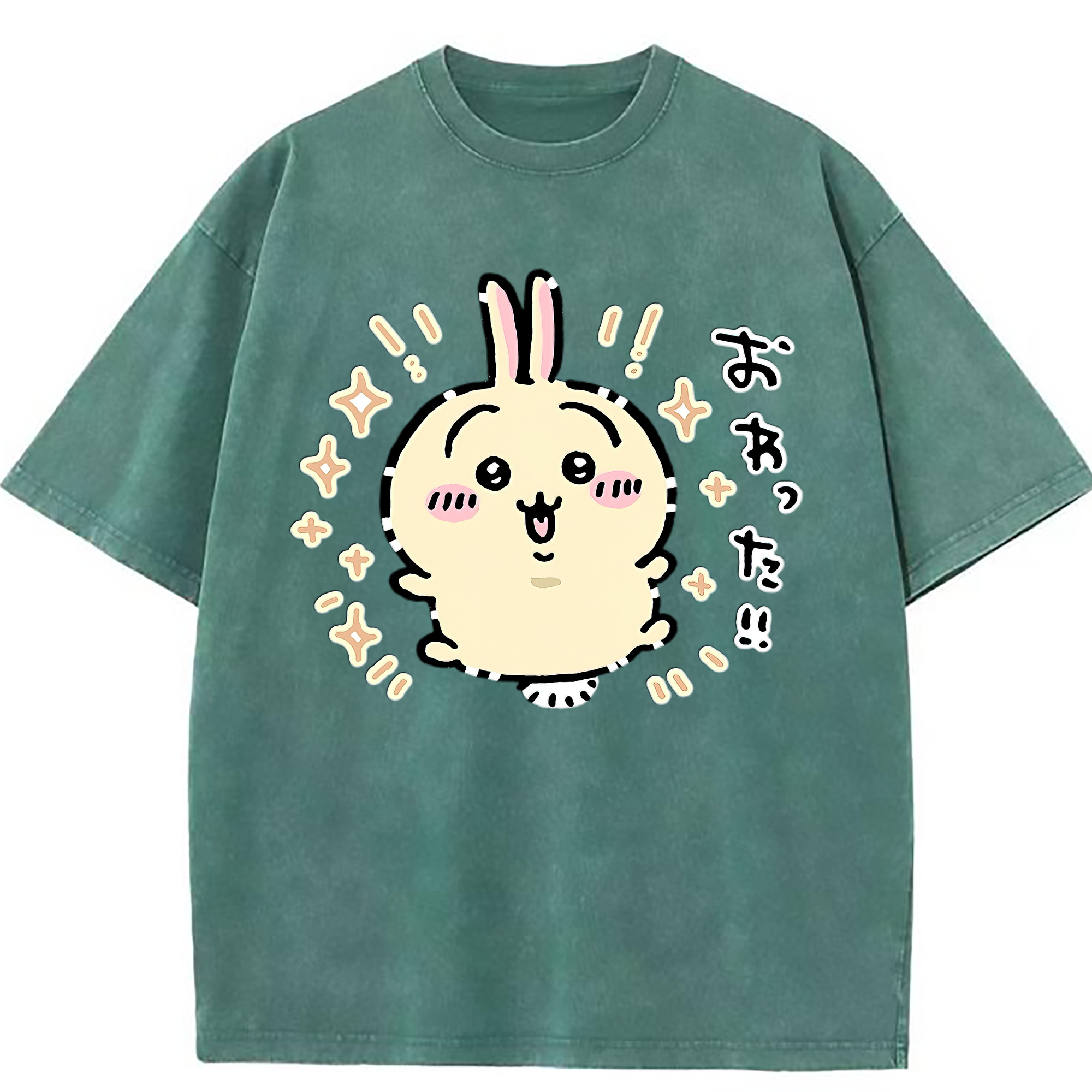 （画像用） ちいかわ うさぎ Chii-kawa usagi 綿100% ヴィンテージ風 半袖Tシャツ（フロントプリント）